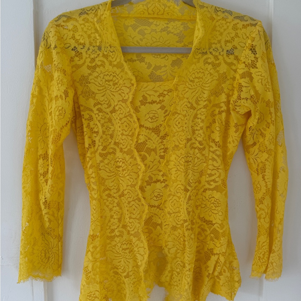 Vintage Yellow Lace Blouse